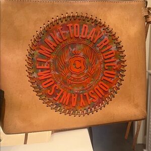 Stylish Consulea Tan MRTA Leather Crossbody Bag
